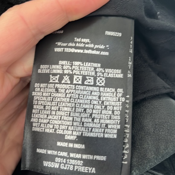 Ted Baker real leather biker jacket, size 2 (approx size 4 US) - Picture 7 of 8